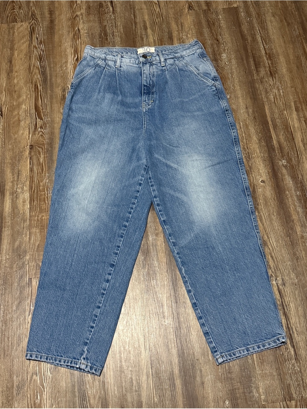 We The Free Cropped Barrel Leg Jeans Women's 30 High Rise Baggy Fit Light Wash
